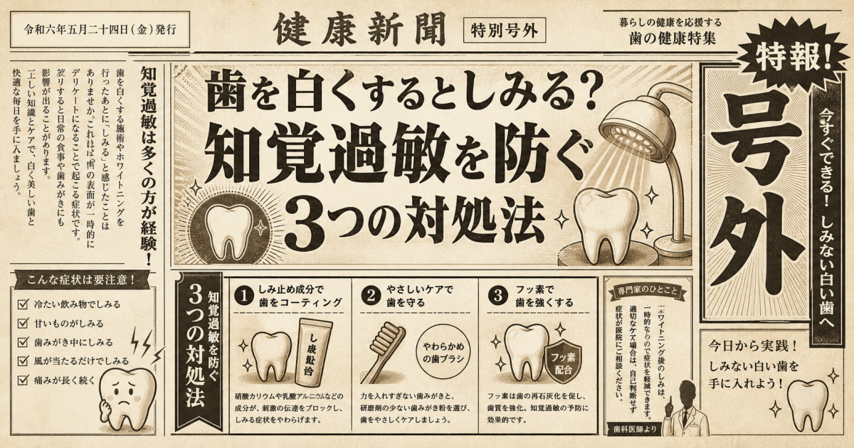 歯を白くするとしみる?知覚過敏が怖い方へ!痛みを防ぐ3つの対処法