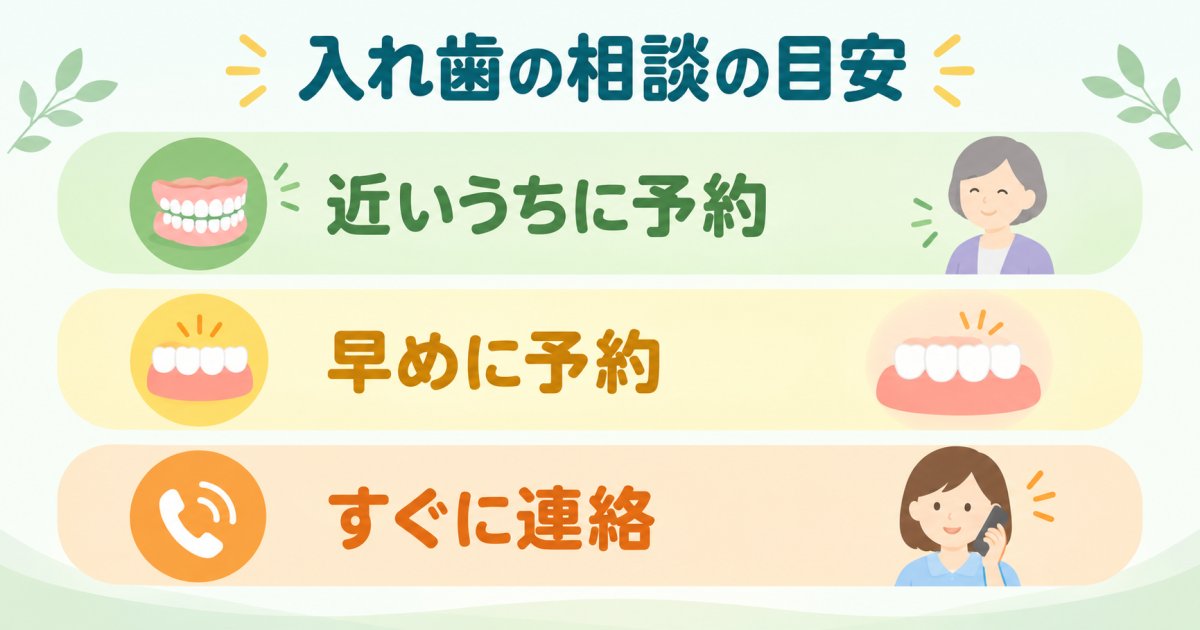 食事中のずれや痛みは、いつ歯科医院に相談すればいい？